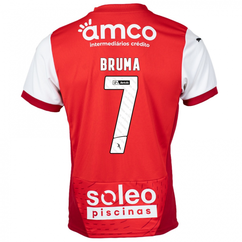 Gyermek Bruma #7 Piros Fehér Hazai Jersey 2024/25 Mez Póló Ing