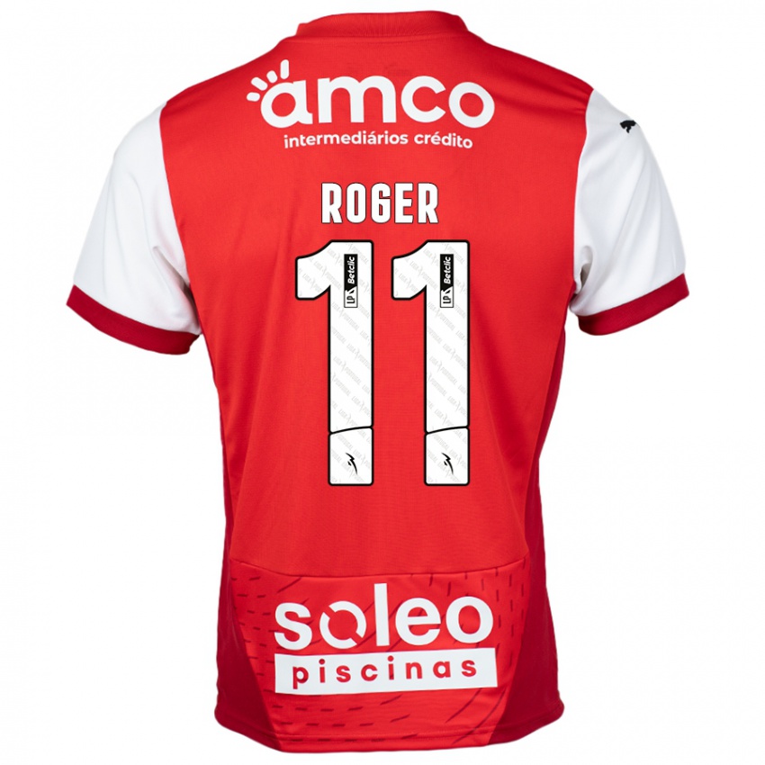 Gyermek Roger #11 Piros Fehér Hazai Jersey 2024/25 Mez Póló Ing