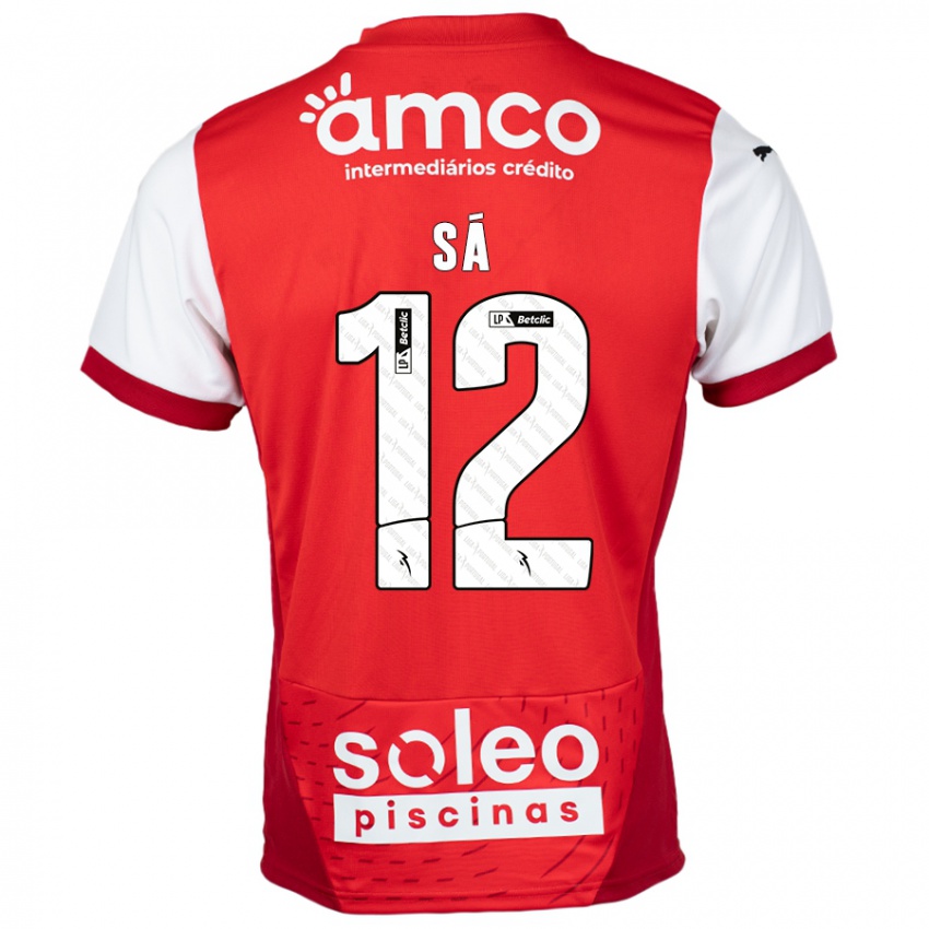 Gyermek Tiago Sá #12 Piros Fehér Hazai Jersey 2024/25 Mez Póló Ing