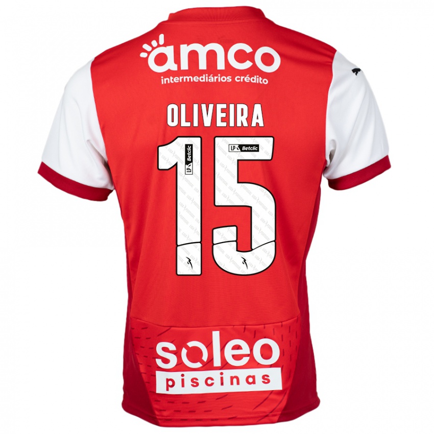 Gyermek Paulo Oliveira #15 Piros Fehér Hazai Jersey 2024/25 Mez Póló Ing