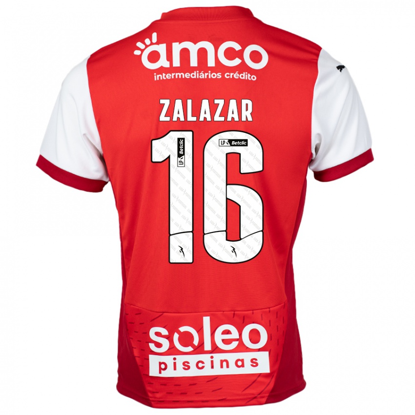 Gyermek Rodrigo Zalazar #16 Piros Fehér Hazai Jersey 2024/25 Mez Póló Ing