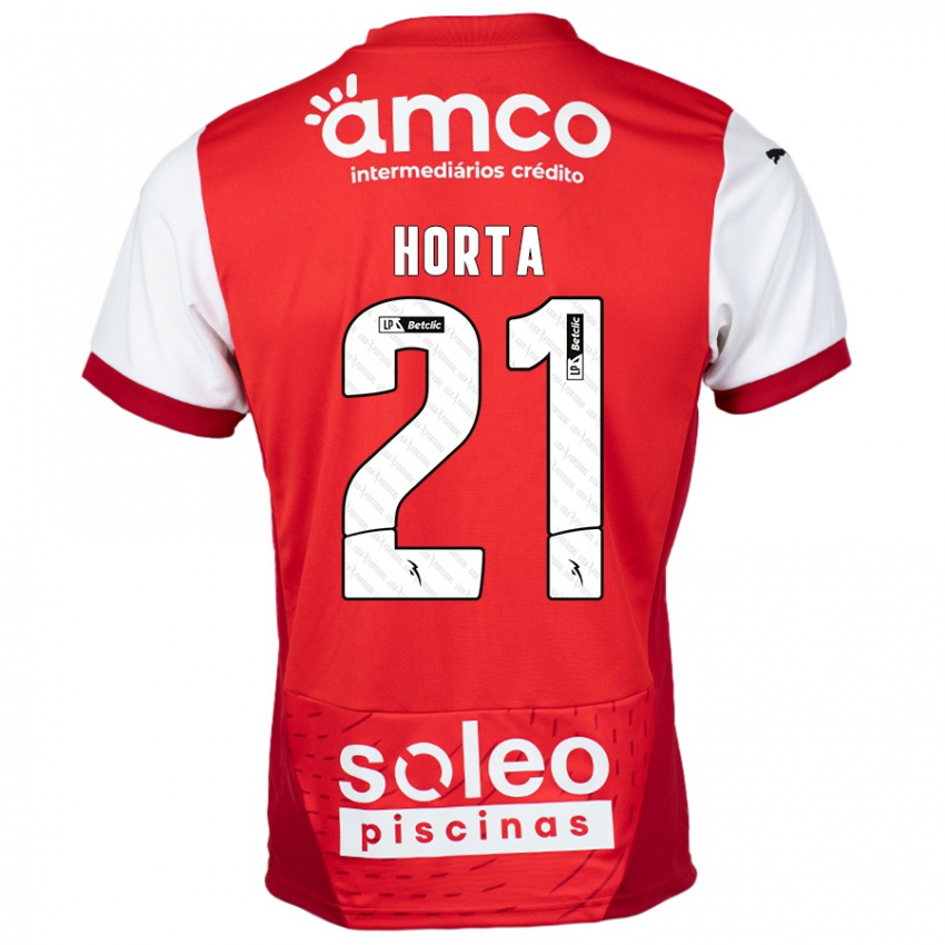 Gyermek Ricardo Horta #21 Piros Fehér Hazai Jersey 2024/25 Mez Póló Ing