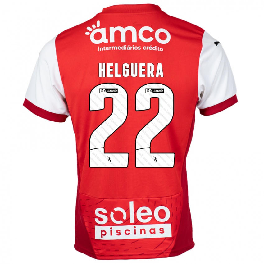 Gyermek Thiago Helguera #22 Piros Fehér Hazai Jersey 2024/25 Mez Póló Ing