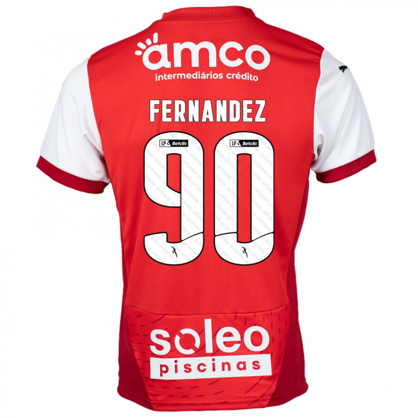 Gyermek Roberto Fernández #90 Piros Fehér Hazai Jersey 2024/25 Mez Póló Ing