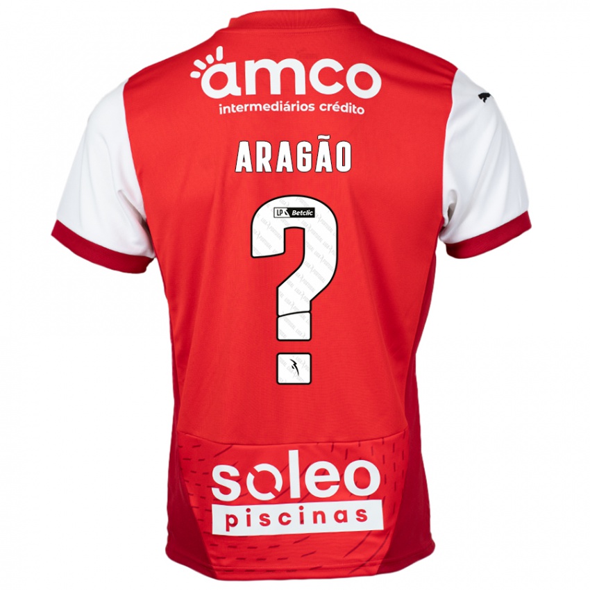 Gyermek João Aragão #0 Piros Fehér Hazai Jersey 2024/25 Mez Póló Ing