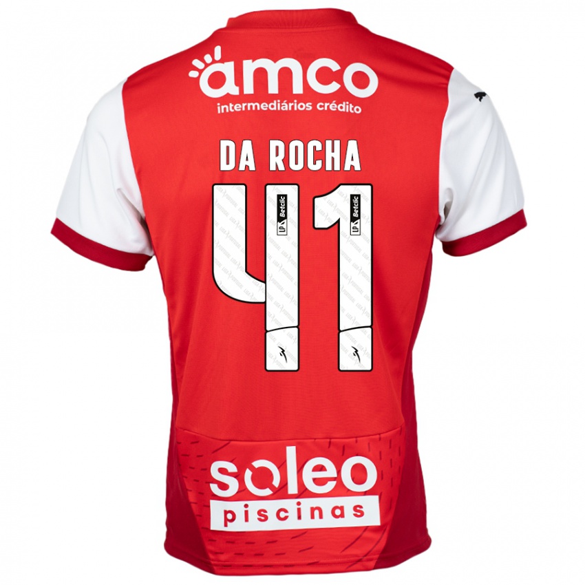 Gyermek Yanis Da Rocha #41 Piros Fehér Hazai Jersey 2024/25 Mez Póló Ing