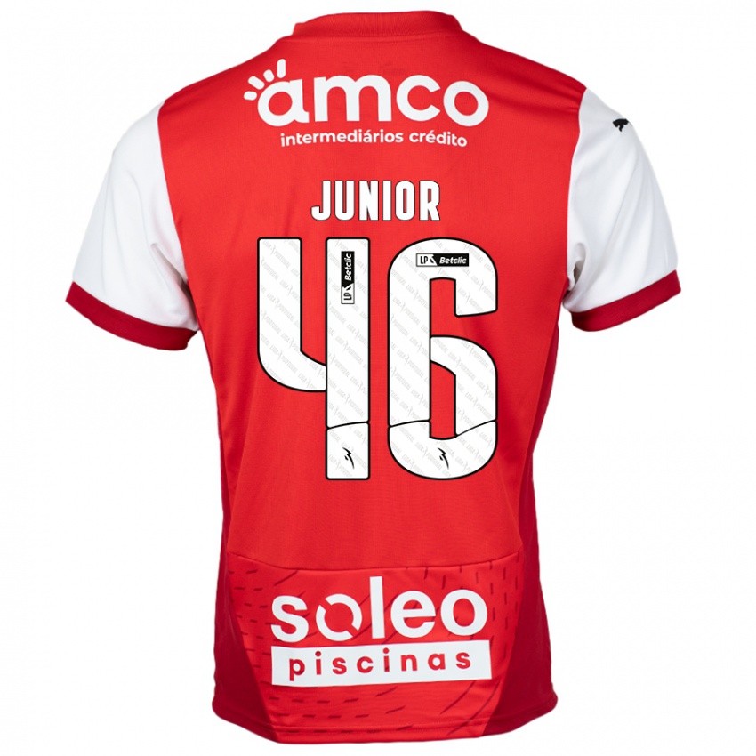 Gyermek Mário Junior #46 Piros Fehér Hazai Jersey 2024/25 Mez Póló Ing