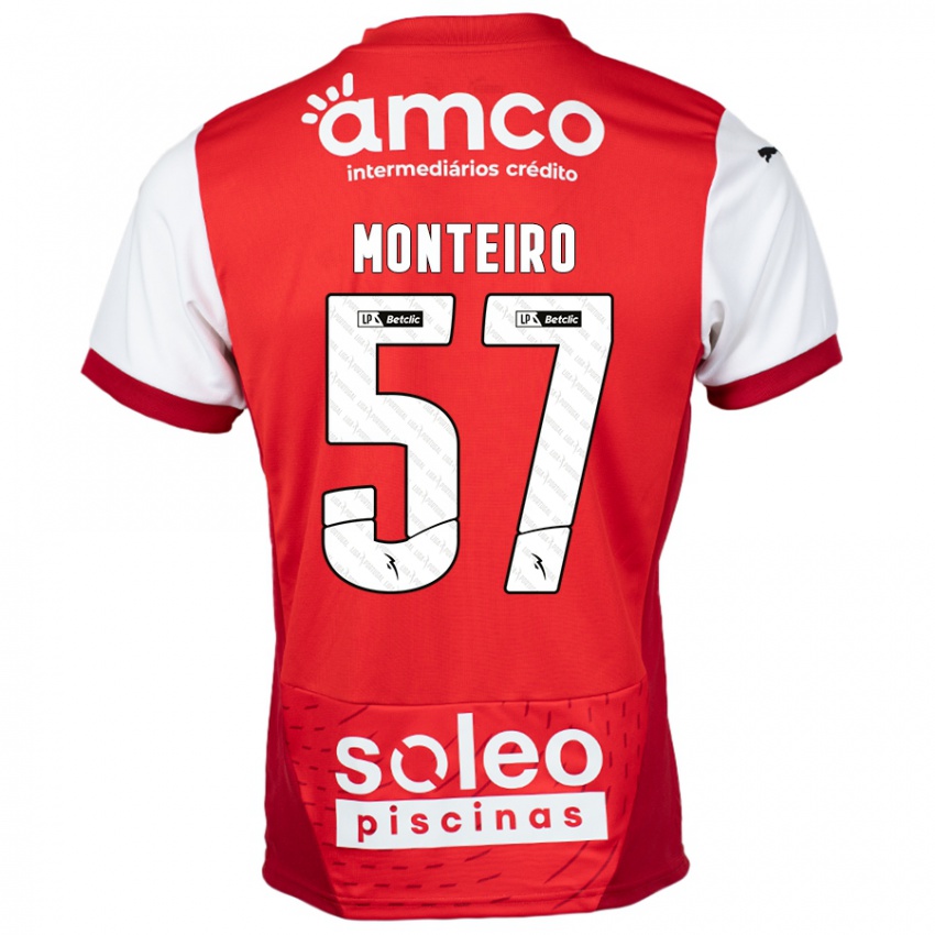 Gyermek Jordan Monteiro #57 Piros Fehér Hazai Jersey 2024/25 Mez Póló Ing