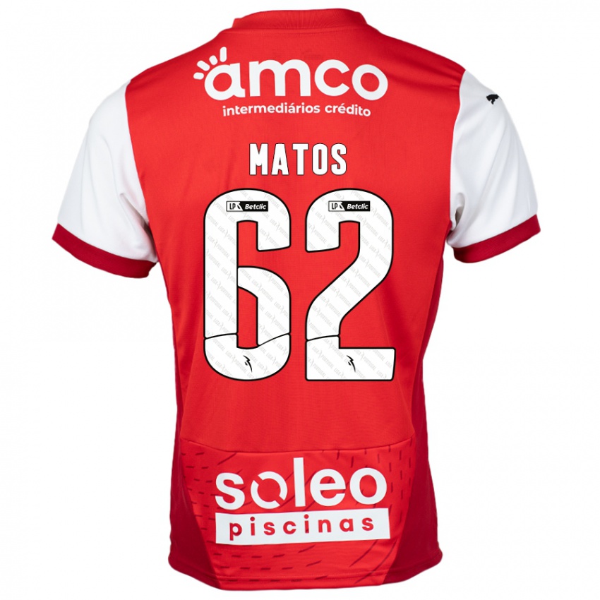 Gyermek Nuno Matos #62 Piros Fehér Hazai Jersey 2024/25 Mez Póló Ing