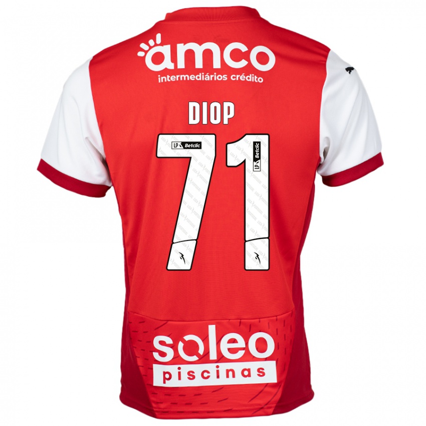 Gyermek Mamadou Diop #71 Piros Fehér Hazai Jersey 2024/25 Mez Póló Ing