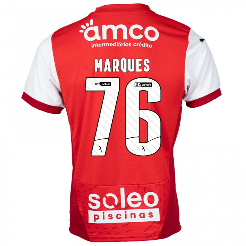 Gyermek Tomás Marques #76 Piros Fehér Hazai Jersey 2024/25 Mez Póló Ing