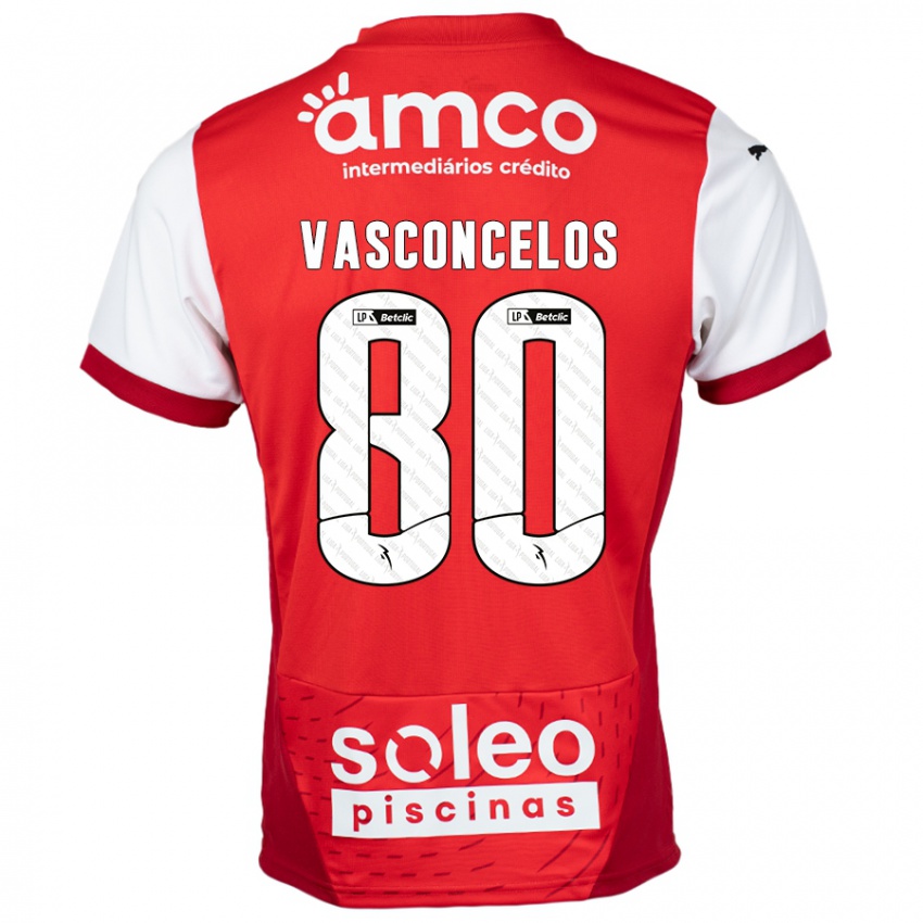 Gyermek Vasconcelos #80 Piros Fehér Hazai Jersey 2024/25 Mez Póló Ing