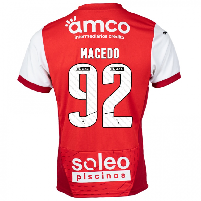 Gyermek Rodrigo Macedo #92 Piros Fehér Hazai Jersey 2024/25 Mez Póló Ing