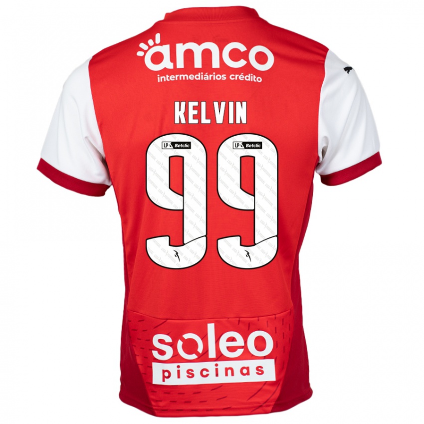 Gyermek Kauan Kelvin #99 Piros Fehér Hazai Jersey 2024/25 Mez Póló Ing