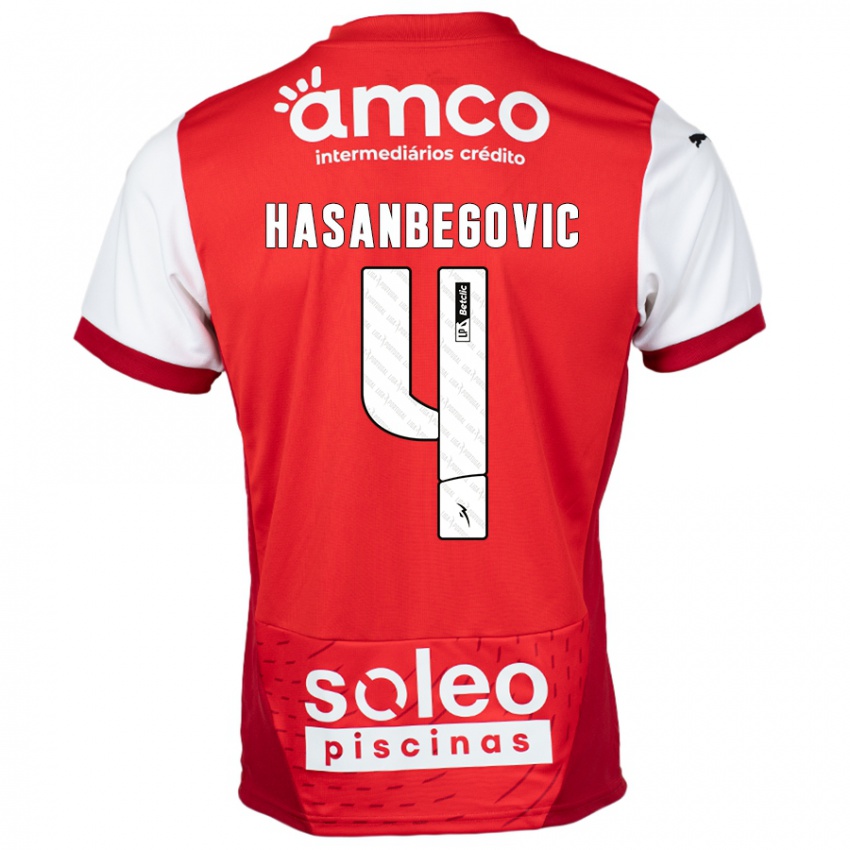 Gyermek Melisa Hasanbegović #4 Piros Fehér Hazai Jersey 2024/25 Mez Póló Ing