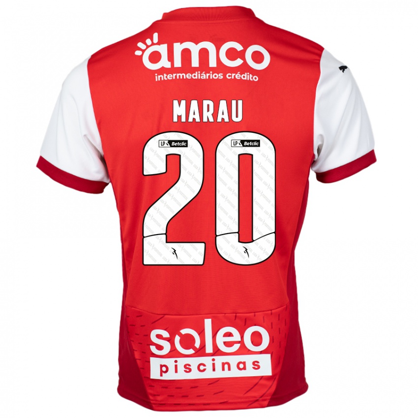 Gyermek Madalena Marau #20 Piros Fehér Hazai Jersey 2024/25 Mez Póló Ing