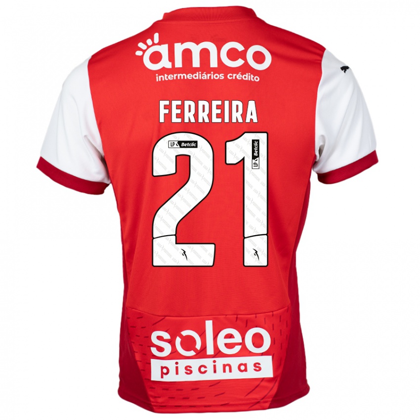 Gyermek Ana Carolina Ferreira #21 Piros Fehér Hazai Jersey 2024/25 Mez Póló Ing