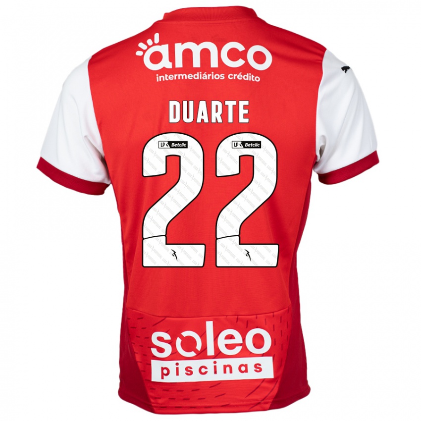 Gyermek Vânia Duarte #22 Piros Fehér Hazai Jersey 2024/25 Mez Póló Ing