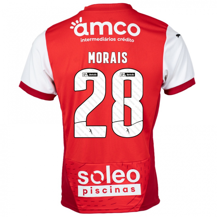 Gyermek Patrícia Morais #28 Piros Fehér Hazai Jersey 2024/25 Mez Póló Ing