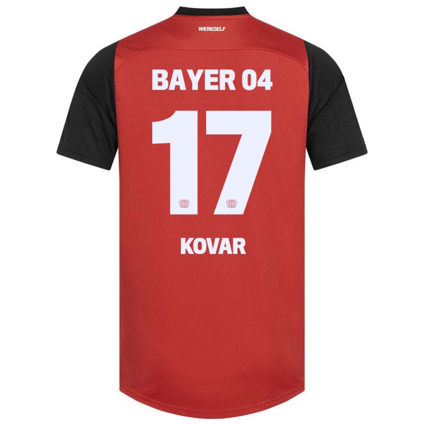 Gyermek Matej Kovar #17 Piros Fekete Hazai Jersey 2024/25 Mez Póló Ing