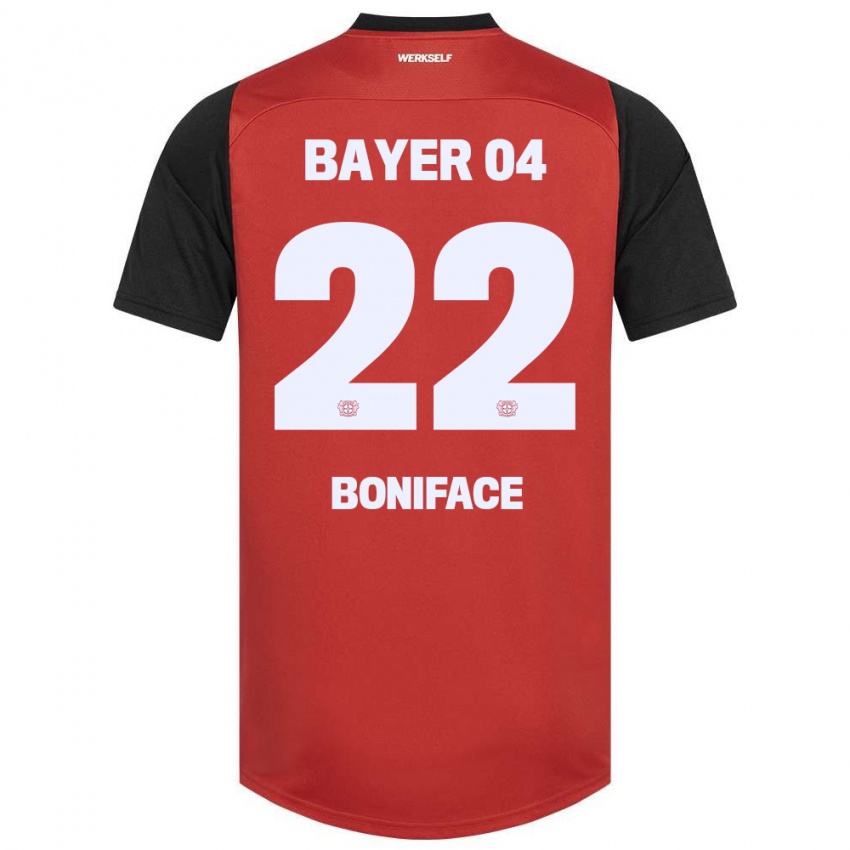 Gyermek Victor Boniface #22 Piros Fekete Hazai Jersey 2024/25 Mez Póló Ing