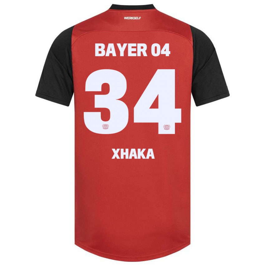 Gyermek Granit Xhaka #34 Piros Fekete Hazai Jersey 2024/25 Mez Póló Ing