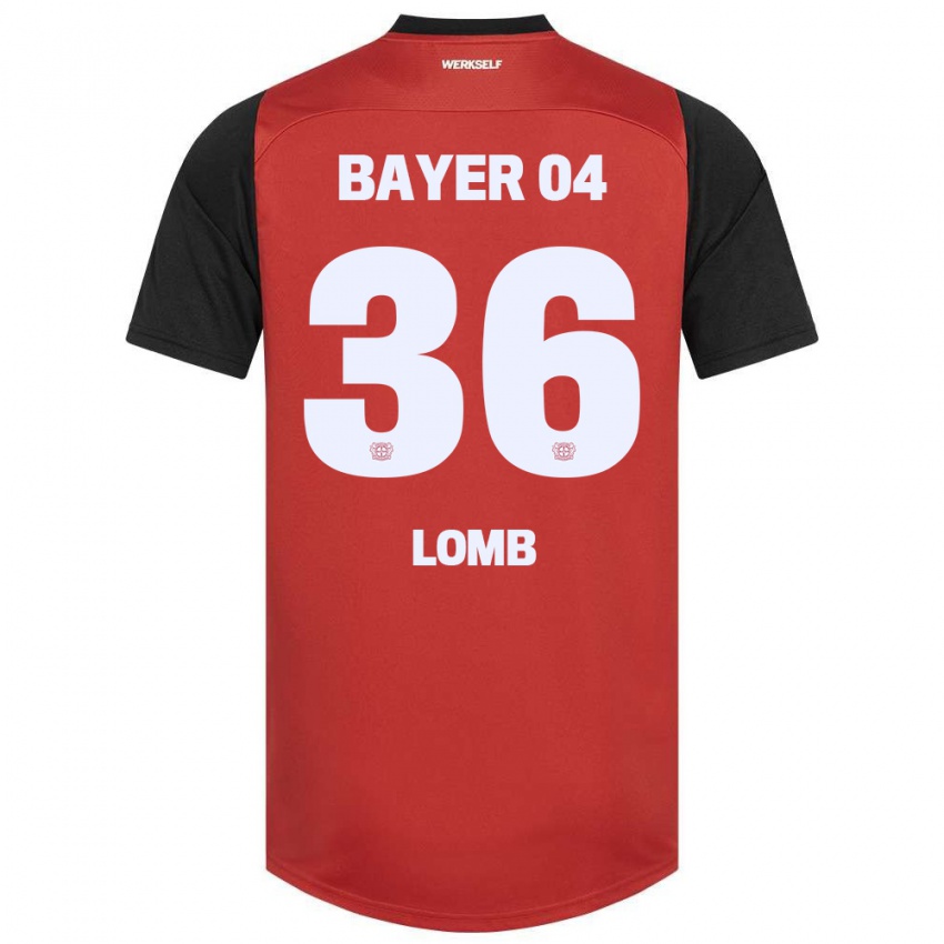 Gyermek Niklas Lomb #36 Piros Fekete Hazai Jersey 2024/25 Mez Póló Ing