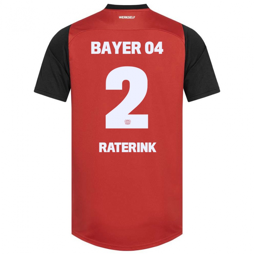 Gyermek Othniël Raterink #2 Piros Fekete Hazai Jersey 2024/25 Mez Póló Ing