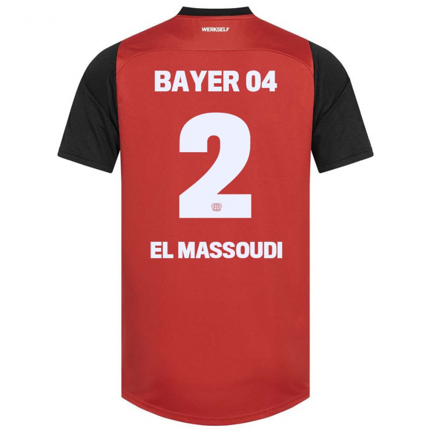 Gyermek Nassim El Massoudi #2 Piros Fekete Hazai Jersey 2024/25 Mez Póló Ing