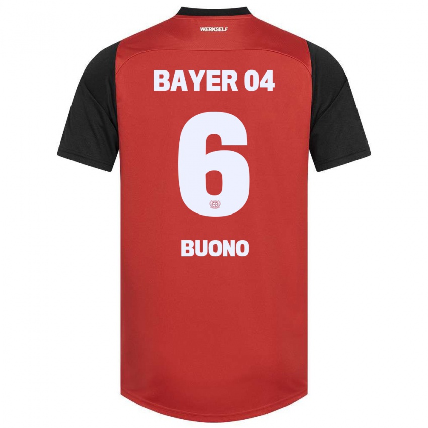 Gyermek Francesco Buono #6 Piros Fekete Hazai Jersey 2024/25 Mez Póló Ing