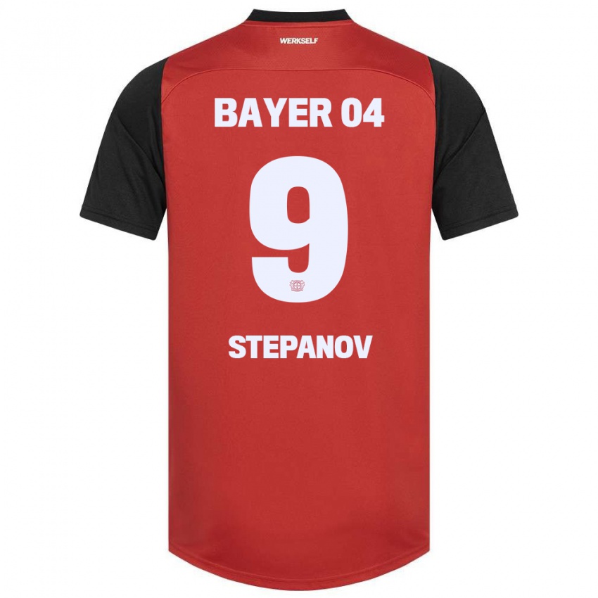 Gyermek Artem Stepanov #9 Piros Fekete Hazai Jersey 2024/25 Mez Póló Ing