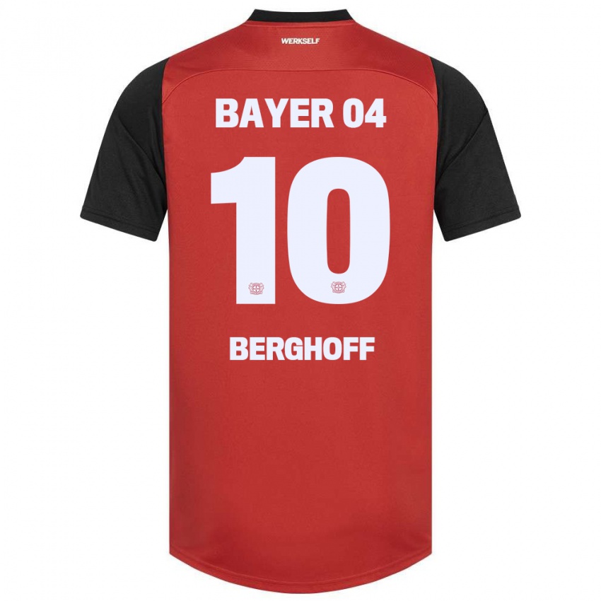 Gyermek Jonah Berghoff #10 Piros Fekete Hazai Jersey 2024/25 Mez Póló Ing