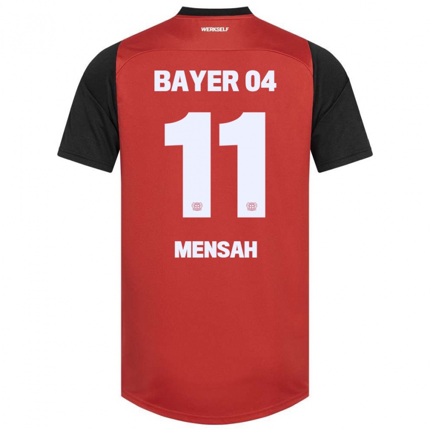 Gyermek Jeremiah Mensah #11 Piros Fekete Hazai Jersey 2024/25 Mez Póló Ing