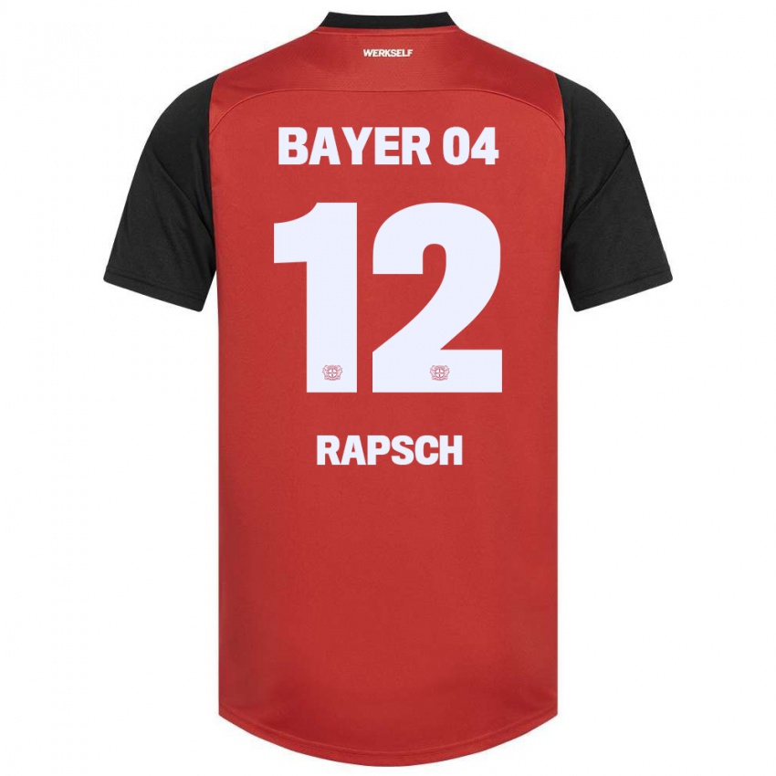 Gyermek Simeon Rapsch #12 Piros Fekete Hazai Jersey 2024/25 Mez Póló Ing