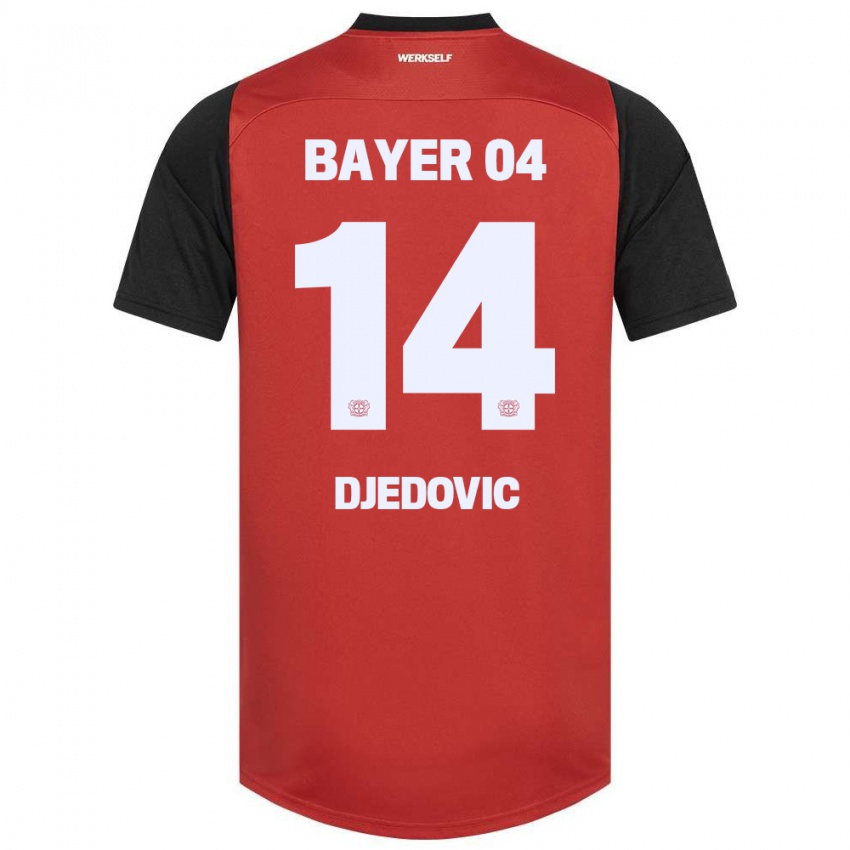 Gyermek Melis Djedovic #14 Piros Fekete Hazai Jersey 2024/25 Mez Póló Ing