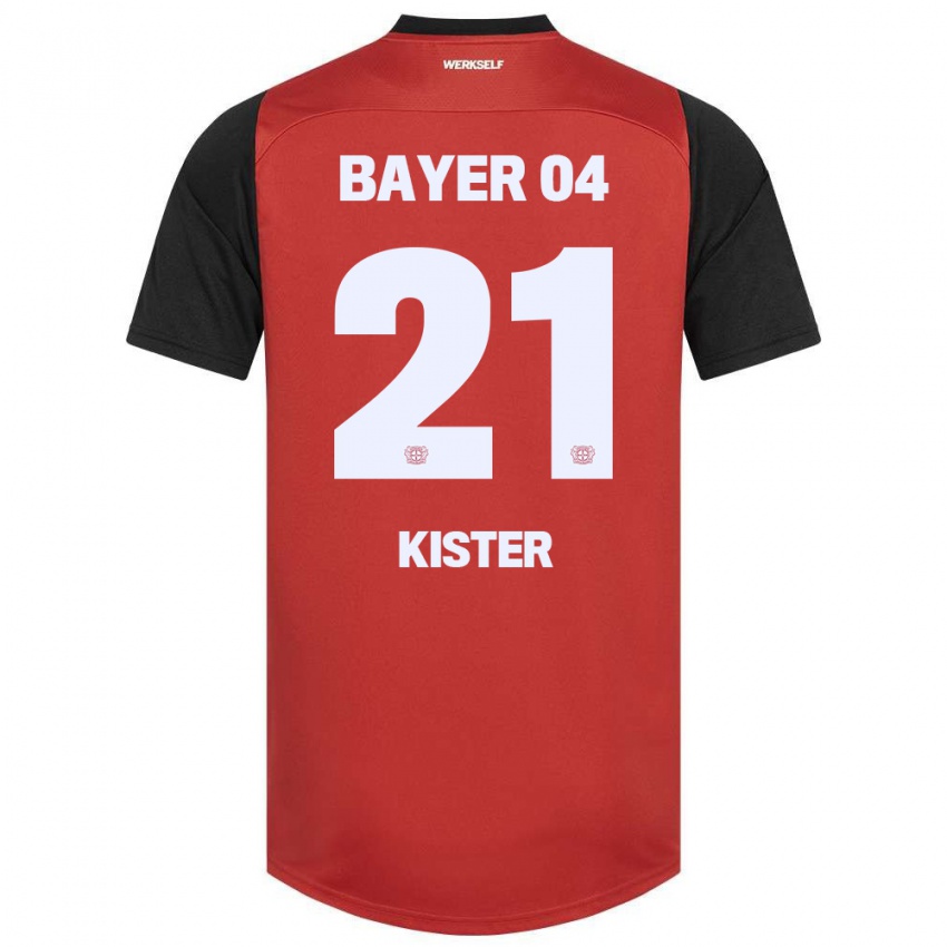 Gyermek Akim Kister #21 Piros Fekete Hazai Jersey 2024/25 Mez Póló Ing