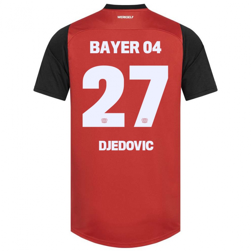 Gyermek Seldin Djedovic #27 Piros Fekete Hazai Jersey 2024/25 Mez Póló Ing