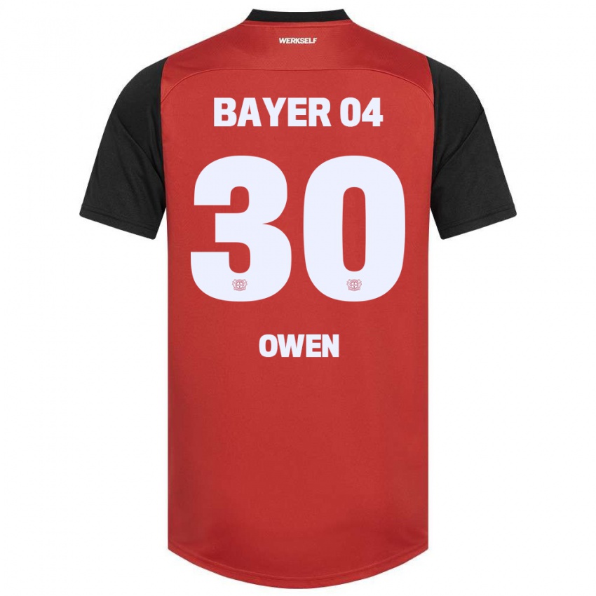 Gyermek Emmanuel Owen #30 Piros Fekete Hazai Jersey 2024/25 Mez Póló Ing