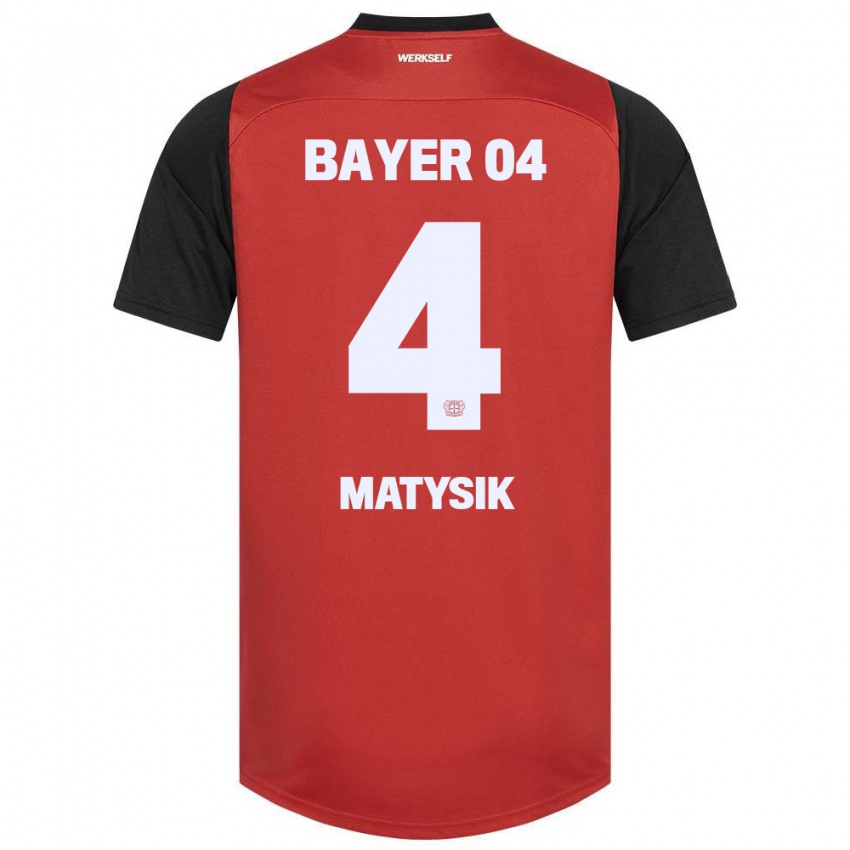 Gyermek Sylwia Matysik #4 Piros Fekete Hazai Jersey 2024/25 Mez Póló Ing