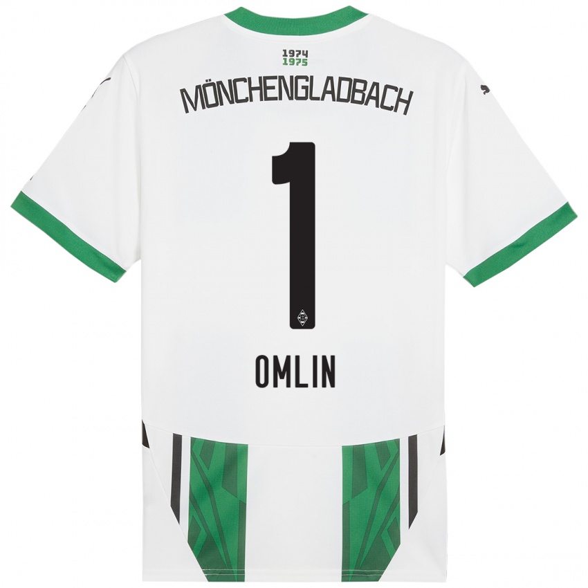 Gyermek Jonas Omlin #1 Fehér Zöld Hazai Jersey 2024/25 Mez Póló Ing