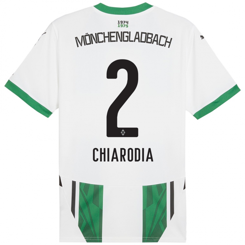 Gyermek Fabio Chiarodia #2 Fehér Zöld Hazai Jersey 2024/25 Mez Póló Ing