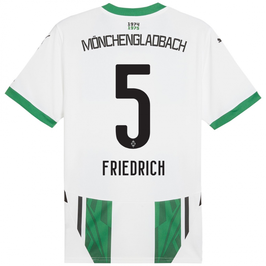 Gyermek Marvin Friedrich #5 Fehér Zöld Hazai Jersey 2024/25 Mez Póló Ing