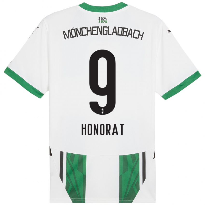 Gyermek Franck Honorat #9 Fehér Zöld Hazai Jersey 2024/25 Mez Póló Ing