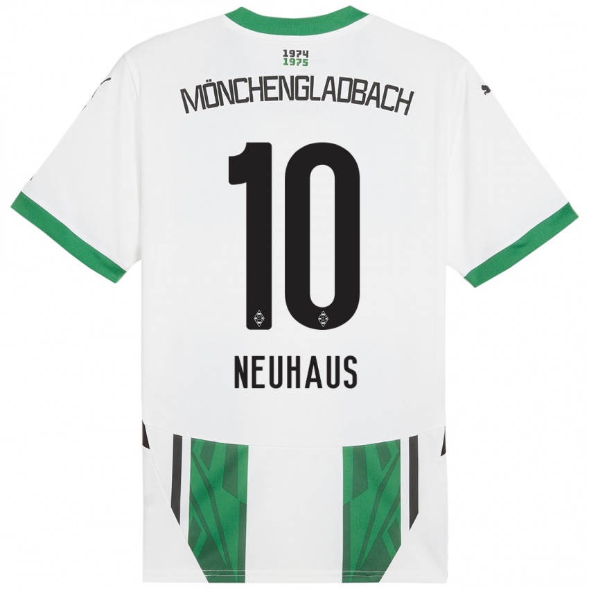 Gyermek Florian Neuhaus #10 Fehér Zöld Hazai Jersey 2024/25 Mez Póló Ing