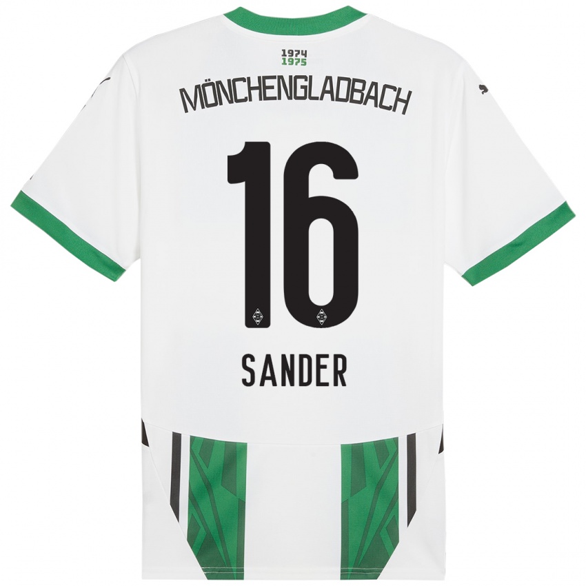 Gyermek Philipp Sander #16 Fehér Zöld Hazai Jersey 2024/25 Mez Póló Ing