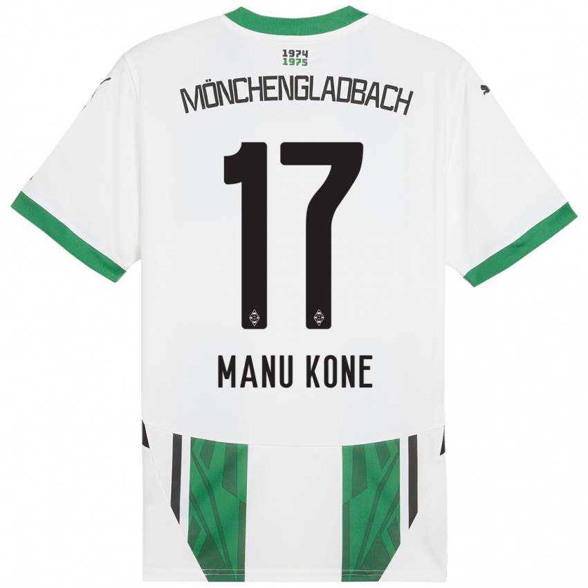 Gyermek Manu Koné #17 Fehér Zöld Hazai Jersey 2024/25 Mez Póló Ing