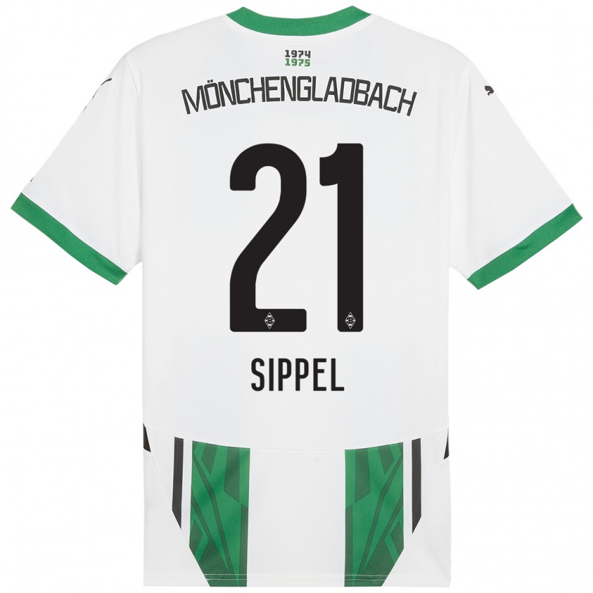 Gyermek Tobias Sippel #21 Fehér Zöld Hazai Jersey 2024/25 Mez Póló Ing