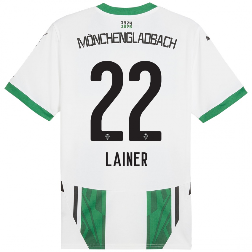 Gyermek Stefan Lainer #22 Fehér Zöld Hazai Jersey 2024/25 Mez Póló Ing