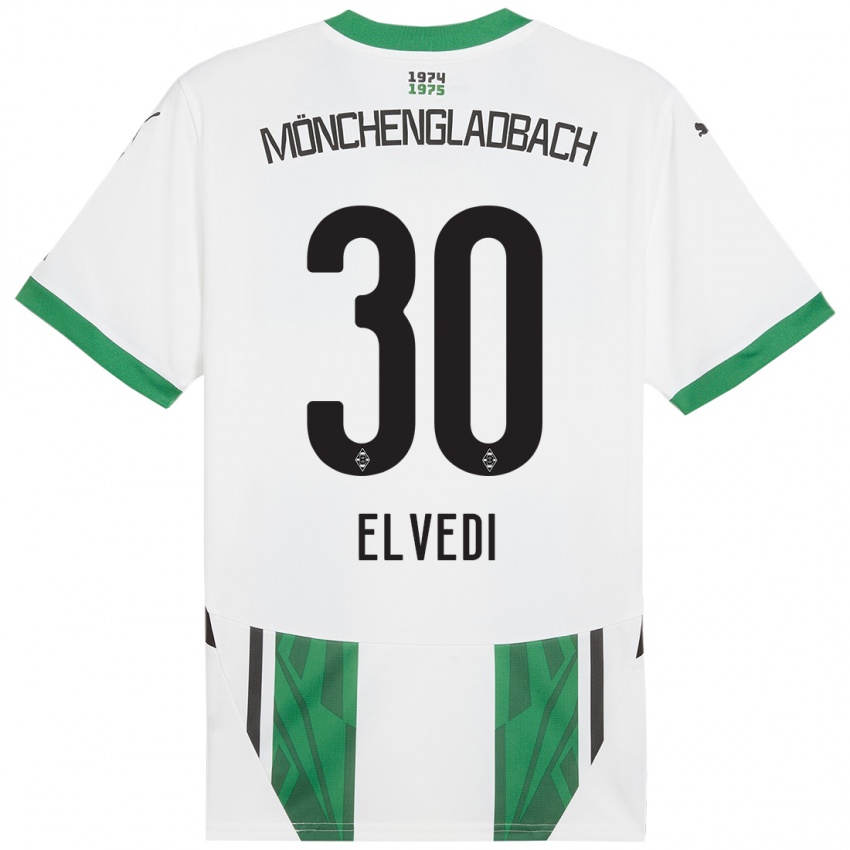 Gyermek Nico Elvedi #30 Fehér Zöld Hazai Jersey 2024/25 Mez Póló Ing