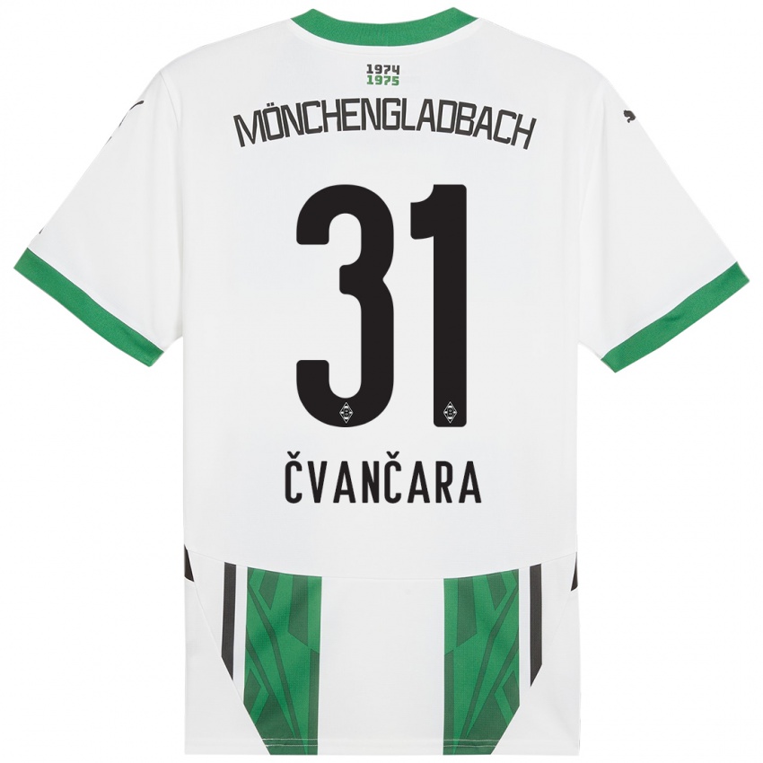 Gyermek Tomas Cvancara #31 Fehér Zöld Hazai Jersey 2024/25 Mez Póló Ing